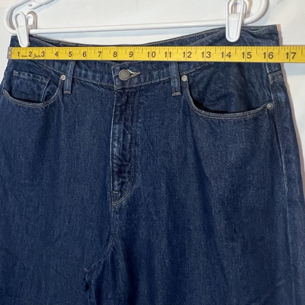 Hudson Anthropologie Women Jeans Holly Wide‎ Leg Cropped Size 32 Blue Denim Zip - Picture 6 of 16